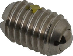 Vlier - 1/2-13, 0.281" Ball Diam, 0.75" Body Length, 0.072" Max Ball Reach, Threaded Ball Plunger - Stainless Steel Body, Stainless Steel Ball, 6 Lb Initial End Force, 12 Lb Final End Force, Locking Element - Exact Tooling