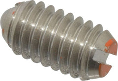 Vlier - 5/16-18, 0.156" Ball Diam, 0.578" Body Length, 0.04" Max Ball Reach, Threaded Ball Plunger - Stainless Steel Body, Stainless Steel Ball, 6 Lb Initial End Force, 17 Lb Final End Force - Exact Tooling