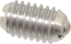 Vlier - 3/8-16, 0.188" Ball Diam, 0.625" Body Length, 0.048" Max Ball Reach, Threaded Ball Plunger - Stainless Steel Body, Stainless Steel Ball, 6 Lb Initial End Force, 21 Lb Final End Force - Exact Tooling
