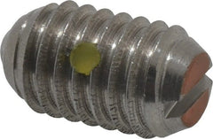 Vlier - 3/8-16, 0.188" Ball Diam, 0.625" Body Length, 0.048" Max Ball Reach, Threaded Ball Plunger - Stainless Steel Body, Stainless Steel Ball, 6 Lb Initial End Force, 21 Lb Final End Force, Locking Element - Exact Tooling