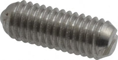 Vlier - 10-32, 0.094" Ball Diam, 0.513" Body Length, 0.025" Max Ball Reach, Threaded Ball Plunger - Stainless Steel Body, Stainless Steel Ball, 0.5 Lb Initial End Force, 1.5 Lb Final End Force - Exact Tooling