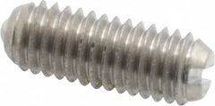 Vlier - 10-32, 0.094" Ball Diam, 0.513" Body Length, 0.025" Max Ball Reach, Threaded Ball Plunger - Stainless Steel Body, Stainless Steel Ball, 0.5 Lb Initial End Force, 1.5 Lb Final End Force, Locking Element - Exact Tooling