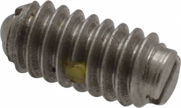 Vlier - 1/4-20, 0.125" Ball Diam, 0.531" Body Length, 0.035" Max Ball Reach, Threaded Ball Plunger - Stainless Steel Body, Stainless Steel Ball, 2 Lb Initial End Force, 4 Lb Final End Force, Locking Element - Exact Tooling
