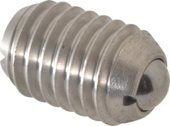 Vlier - 1/2-13, 0.281" Ball Diam, 0.75" Body Length, 0.072" Max Ball Reach, Threaded Ball Plunger - Stainless Steel Body, Stainless Steel Ball, 3 Lb Initial End Force, 6 Lb Final End Force - Exact Tooling