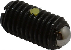 Vlier - M12x1.75, 8mm Ball Diam, 22mm Body Length, 2.5mm Max Ball Reach, Threaded Ball Plunger - Steel Body, Steel Ball, 6.75 Lb Initial End Force, 12.36 Lb Final End Force, Locking Element - Exact Tooling