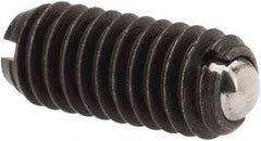 Vlier - M4x0.7, 2.5mm Ball Diam, 9mm Body Length, 0.8mm Max Ball Reach, Threaded Ball Plunger - Steel Body, Steel Ball, 0.9 Lb Initial End Force, 2.25 Lb Final End Force - Exact Tooling