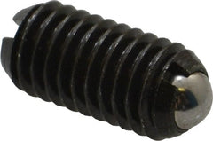 Vlier - M8x1.25, 5mm Ball Diam, 16mm Body Length, 1.5mm Max Ball Reach, Threaded Ball Plunger - Steel Body, Steel Ball, 3.37 Lb Initial End Force, 6.75 Lb Final End Force, Locking Element - Exact Tooling