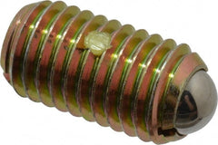 Vlier - M12x1.75, 8mm Ball Diam, 22mm Body Length, 2.5mm Max Ball Reach, Threaded Ball Plunger - Steel Body, Steel Ball, 16.86 Lb Initial End Force, 25.85 Lb Final End Force, Locking Element - Exact Tooling