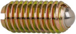 Vlier - M8x1.25, 5mm Ball Diam, 16mm Body Length, 1.5mm Max Ball Reach, Threaded Ball Plunger - Steel Body, Steel Ball, 9 Lb Initial End Force, 13.49 Lb Final End Force - Exact Tooling