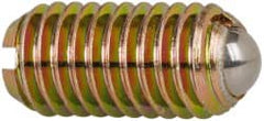 Vlier - M8x1.25, 5mm Ball Diam, 16mm Body Length, 1.5mm Max Ball Reach, Threaded Ball Plunger - Steel Body, Steel Ball, 9 Lb Initial End Force, 13.49 Lb Final End Force - Exact Tooling