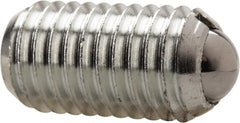 Vlier - M12x1.75, 8mm Ball Diam, 22mm Body Length, 2.5mm Max Ball Reach, Threaded Ball Plunger - Steel Body, Steel Ball, 2.25 Lb Initial End Force, 4.5 Lb Final End Force - Exact Tooling