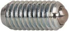 Vlier - M8x1.25, 5mm Ball Diam, 16mm Body Length, 1.5mm Max Ball Reach, Threaded Ball Plunger - Steel Body, Steel Ball, 1.12 Lb Initial End Force, 2.25 Lb Final End Force - Exact Tooling