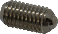 Vlier - M10x1.5, 6mm Ball Diam, 19mm Body Length, 2mm Max Ball Reach, Threaded Ball Plunger - Stainless Steel Body, Stainless Steel Ball, 4.5 Lb Initial End Force, 7.87 Lb Final End Force - Exact Tooling