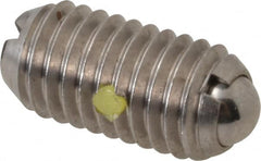 Vlier - M8x1.25, 5mm Ball Diam, 16mm Body Length, 1.5mm Max Ball Reach, Threaded Ball Plunger - Stainless Steel Body, Stainless Steel Ball, 3.37 Lb Initial End Force, 6.75 Lb Final End Force, Locking Element - Exact Tooling