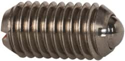 Vlier - M10x1.5, 6mm Ball Diam, 19mm Body Length, 2mm Max Ball Reach, Threaded Ball Plunger - Stainless Steel Body, Stainless Steel Ball, 13.49 Lb Initial End Force, 20.23 Lb Final End Force - Exact Tooling