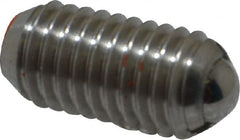 Vlier - M8x1.25, 5mm Ball Diam, 16mm Body Length, 1.5mm Max Ball Reach, Threaded Ball Plunger - Stainless Steel Body, Stainless Steel Ball, 9 Lb Initial End Force, 13.49 Lb Final End Force - Exact Tooling