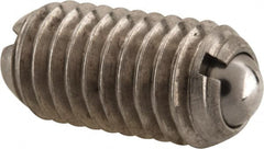 Vlier - M8x1.25, 5mm Ball Diam, 16mm Body Length, 1.5mm Max Ball Reach, Threaded Ball Plunger - Stainless Steel Body, Stainless Steel Ball, 9 Lb Initial End Force, 13.49 Lb Final End Force, Locking Element - Exact Tooling