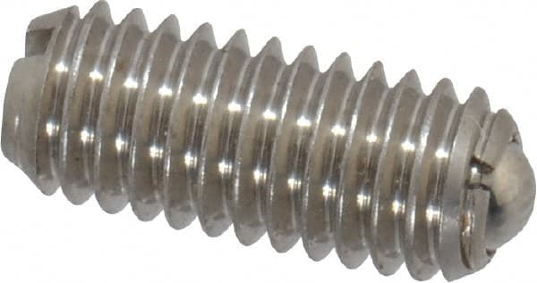 Vlier - M6x1.0, 3.5mm Ball Diam, 14mm Body Length, 1mm Max Ball Reach, Threaded Ball Plunger - Stainless Steel Body, Stainless Steel Ball, 0.45 Lb Initial End Force, 1.35 Lb Final End Force - Exact Tooling