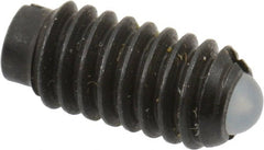 Vlier - 8-32, 0.094" Ball Diam, 0.344" Body Length, 0.025" Max Ball Reach, Threaded Ball Plunger - Steel Body, Nylon Ball, 0.5 Lb Initial End Force, 1.25 Lb Final End Force, Locking Element - Exact Tooling