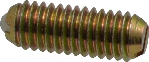 Vlier - 10-32, 0.094" Ball Diam, 0.513" Body Length, 0.025" Max Ball Reach, Threaded Ball Plunger - Steel Body, Nylon Ball, 2 Lb Initial End Force, 5 Lb Final End Force - Exact Tooling