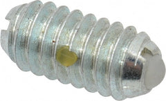 Vlier - 1/4-20, 0.125" Ball Diam, 0.531" Body Length, 0.035" Max Ball Reach, Threaded Ball Plunger - Steel Body, Nylon Ball, 2 Lb Initial End Force, 4 Lb Final End Force, Locking Element - Exact Tooling