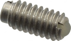 Vlier - 8-32, 0.094" Ball Diam, 0.344" Body Length, 0.025" Max Ball Reach, Threaded Ball Plunger - Stainless Steel Body, Nylon Ball, 0.5 Lb Initial End Force, 1.25 Lb Final End Force - Exact Tooling