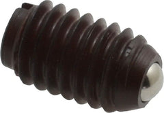 Vlier - 3/8-16, 0.187" Ball Diam, 0.625" Body Length, 0.053" Max Ball Reach, Threaded Ball Plunger - Delrin Body, Stainless Steel Ball, 2.5 Lb Initial End Force, 5 Lb Final End Force - Exact Tooling