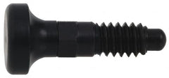Vlier - 1/4-20, 0.16" Max Plunger Diam, 0.12 Lb Init to 0.36 Lb Final End Force, Knob Handle Plunger - Delrin Knob, 0.63" Body Length, 1/2" Length Under Head/Shoulder, 0.13" Plunger Projection - Exact Tooling