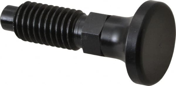 Vlier - 1/2-13, 0.31" Max Plunger Diam, 0.5 Lb Init to 1.75 Lb Final End Force, Knob Handle Plunger - Delrin Knob, 1-1/4" Body Length, 1" Length Under Head/Shoulder, 1/4" Plunger Projection - Exact Tooling