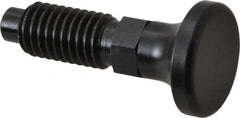 Vlier - 1/2-13, 0.31" Max Plunger Diam, 0.5 Lb Init to 1.75 Lb Final End Force, Knob Handle Plunger - Delrin Knob, 1-1/4" Body Length, 1" Length Under Head/Shoulder, 1/4" Plunger Projection - Exact Tooling
