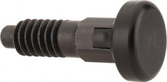Vlier - 3/8-16, 1/4" Max Plunger Diam, 0.25 Lb Init to 2 Lb Final End Force, Knob Handle Plunger - Delrin Knob, 0.94" Body Length, 3/4" Length Under Head/Shoulder, 0.18" Plunger Projection - Exact Tooling