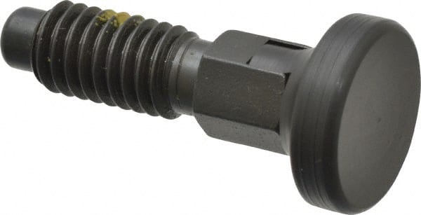 Vlier - 3/8-16, 1/4" Max Plunger Diam, 0.25 Lb Init to 2 Lb Final End Force, Locking Knob Handle Plunger - Delrin Knob, 0.94" Body Length, 3/4" Length Under Head/Shoulder, 0.18" Plunger Projection - Exact Tooling
