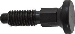 Vlier - 1/2-13, 0.31" Max Plunger Diam, 0.5 Lb Init to 1.75 Lb Final End Force, Locking Knob Handle Plunger - Delrin Knob, 1-1/4" Body Length, 1" Length Under Head/Shoulder, 1/4" Plunger Projection - Exact Tooling