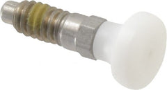 Vlier - 1/4-20, 0.16" Max Plunger Diam, 0.12 Lb Init to 0.36 Lb Final End Force, Knob Handle Plunger - Delrin Knob, 0.63" Body Length, 1/2" Length Under Head/Shoulder, 0.13" Plunger Projection - Exact Tooling