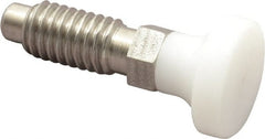 Vlier - 3/8-16, 1/4" Max Plunger Diam, 0.25 Lb Init to 2 Lb Final End Force, Knob Handle Plunger - Delrin Knob, 0.94" Body Length, 3/4" Length Under Head/Shoulder, 0.18" Plunger Projection - Exact Tooling