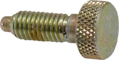 Vlier - 10-32, 0.4" Thread Length, 0.104" Max Plunger Diam, 0.5 Lb Init to 3 Lb Final End Force, Knob Handle Plunger - Knurled Knob, 0.46" Body Length, 0.4" Length Under Head/Shoulder, 3/32" Plunger Projection - Exact Tooling