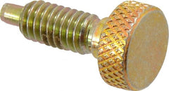 Vlier - 5/16-18, 5/8" Thread Length, 0.154" Max Plunger Diam, 1 Lb Init to 6 Lb Final End Force, Knob Handle Plunger - Knurled Knob, 0.76" Body Length, 5/8" Length Under Head/Shoulder, 3/16" Plunger Projection - Exact Tooling