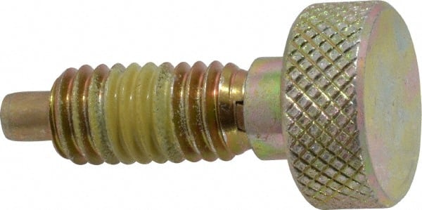Vlier - 3/8-16, 3/4" Thread Length, 0.185" Max Plunger Diam, 1 Lb Init to 8 Lb Final End Force, Knob Handle Plunger - Knurled Knob, 0.94" Body Length, 3/4" Length Under Head/Shoulder, 0.218" Plunger Projection - Exact Tooling