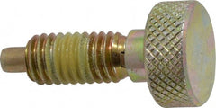 Vlier - 3/8-16, 3/4" Thread Length, 0.185" Max Plunger Diam, 1 Lb Init to 8 Lb Final End Force, Knob Handle Plunger - Knurled Knob, 0.94" Body Length, 3/4" Length Under Head/Shoulder, 0.218" Plunger Projection - Exact Tooling