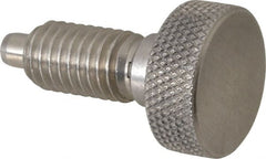 Vlier - 1/2-13, 7/8" Thread Length, 1/4" Max Plunger Diam, 1 Lb Init to 10 Lb Final End Force, Knob Handle Plunger - Knurled Knob, 1.13" Body Length, 7/8" Length Under Head/Shoulder, 1/4" Plunger Projection - Exact Tooling