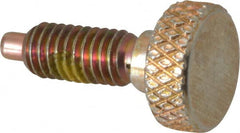 Vlier - M6x1.0, 0.512" Thread Length, 0.118" Max Plunger Diam, 1 Lb Init to 4 Lb Final End Force, Knob Handle Plunger - Knurled Knob, 0.63" Body Length, 0.512" Length Under Head/Shoulder, 0.118" Plunger Projection - Exact Tooling