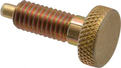 Vlier - 3/8-16, 3/4" Thread Length, 0.185 to 0.186" Max Plunger Diam, 0.5 Lb Init to 3 Lb Final End Force, Locking Knob Handle Plunger - Knurled Knob, 0.97" Length Under Head/Shoulder, 0.22" Plunger Projection - Exact Tooling