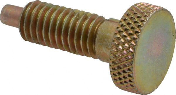 Vlier - 3/8-16, 3/4" Thread Length, 0.185 to 0.186" Max Plunger Diam, 0.5 Lb Init to 3 Lb Final End Force, Locking Knob Handle Plunger - Knurled Knob, 0.97" Length Under Head/Shoulder, 0.22" Plunger Projection - Exact Tooling