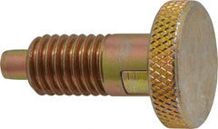 Vlier - 1/2-13, 0.65" Thread Length, 1/4 to 1/4" Max Plunger Diam, 0.5 Lb Init to 4 Lb Final End Force, Locking Knob Handle Plunger - Knurled Knob, 0.9" Length Under Head/Shoulder, 1/4" Plunger Projection - Exact Tooling