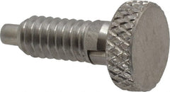 Vlier - 1/4-20, 0.4" Thread Length, 0.123 to 1/8" Max Plunger Diam, 0.5 Lb Init to 2 Lb Final End Force, Locking Knob Handle Plunger - Knurled Knob, 0.53" Length Under Head/Shoulder, 1/8" Plunger Projection - Exact Tooling