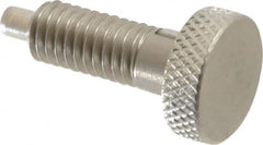 Vlier - 3/8-16, 3/4" Thread Length, 0.185 to 0.186" Max Plunger Diam, 0.5 Lb Init to 3 Lb Final End Force, Locking Knob Handle Plunger - Knurled Knob, 0.97" Length Under Head/Shoulder, 0.22" Plunger Projection - Exact Tooling