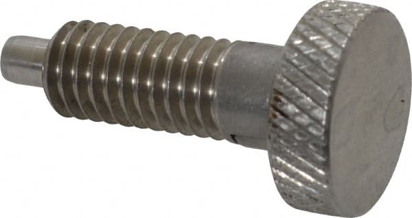 Vlier - 3/8-16, 3/4" Thread Length, 0.185 to 0.186" Max Plunger Diam, 0.5 Lb Init to 3 Lb Final End Force, Locking Knob Handle Plunger - Knurled Knob, 0.97" Length Under Head/Shoulder, 0.22" Plunger Projection - Exact Tooling