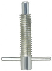 Vlier - M6x1.0 Thread, 1" Body Length, 1/4" Plunger Projection, 0.16" Plunger Diam, Steel, Locking T Handle Plunger - 0.8" Thread Length, 1.1" Handle Length, 1.1" Plunger Length, 1 Lb Initial End Force, 2-1/2 Lb Final End Force, Locking Element - Exact Tooling