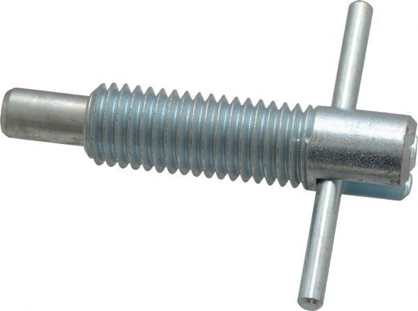 Vlier - 5/8-11 Thread, 2-1/2" Body Length, 5/8" Plunger Projection, 3/8" Plunger Diam, Steel, Locking T Handle Plunger - 1.7" Thread Length, 2-1/2" Handle Length, 2.38" Plunger Length, 2-1/2 Lb Initial End Force, 5 Lb Final End Force, - Exact Tooling