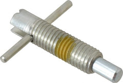 Vlier - 5/8-11 Thread, 2-1/2" Body Length, 5/8" Plunger Projection, 3/8" Plunger Diam, Steel, Locking T Handle Plunger - 1.7" Thread Length, 2-1/2" Handle Length, 2.38" Plunger Length, 2-1/2 Lb Initial End Force, 5 Lb Final End Force, Locking Element - Exact Tooling
